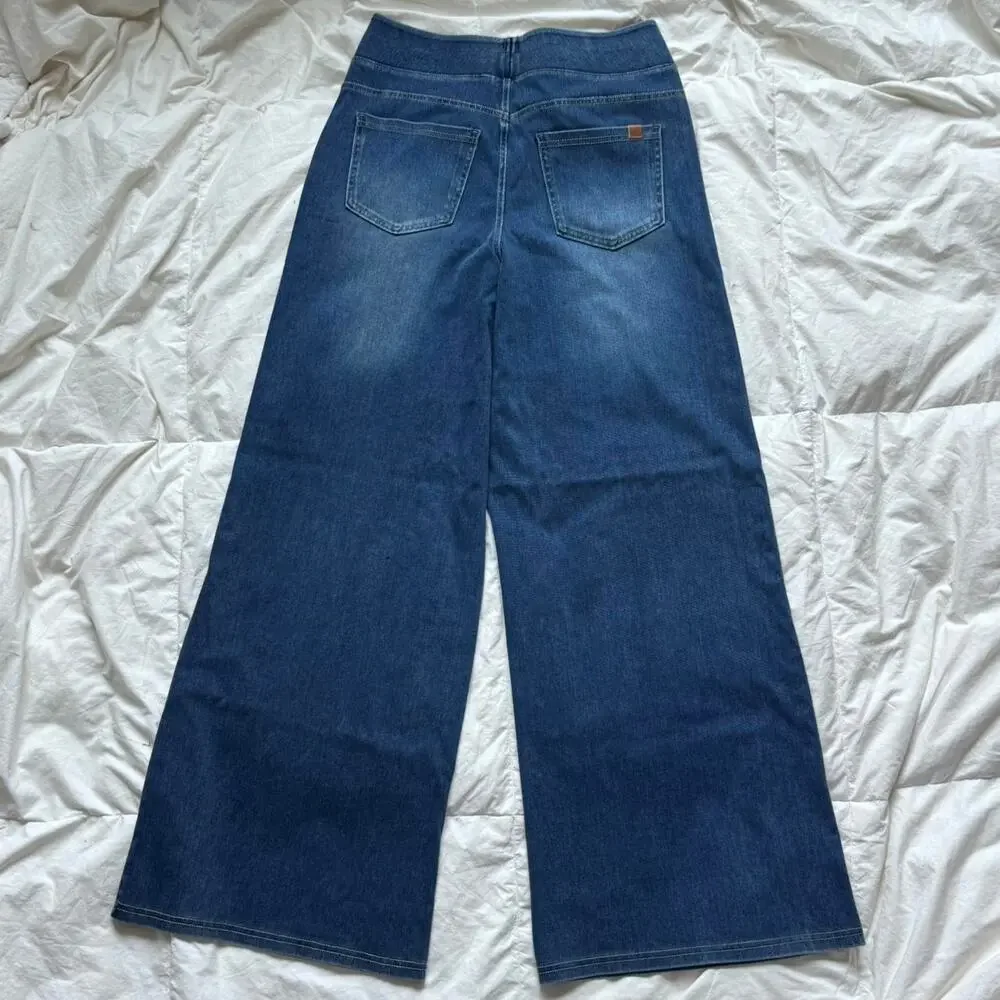 Halara M 8/10 high rise Wide leg flex denim jeans stretch casual minimal preppy - Picture 7 of 8